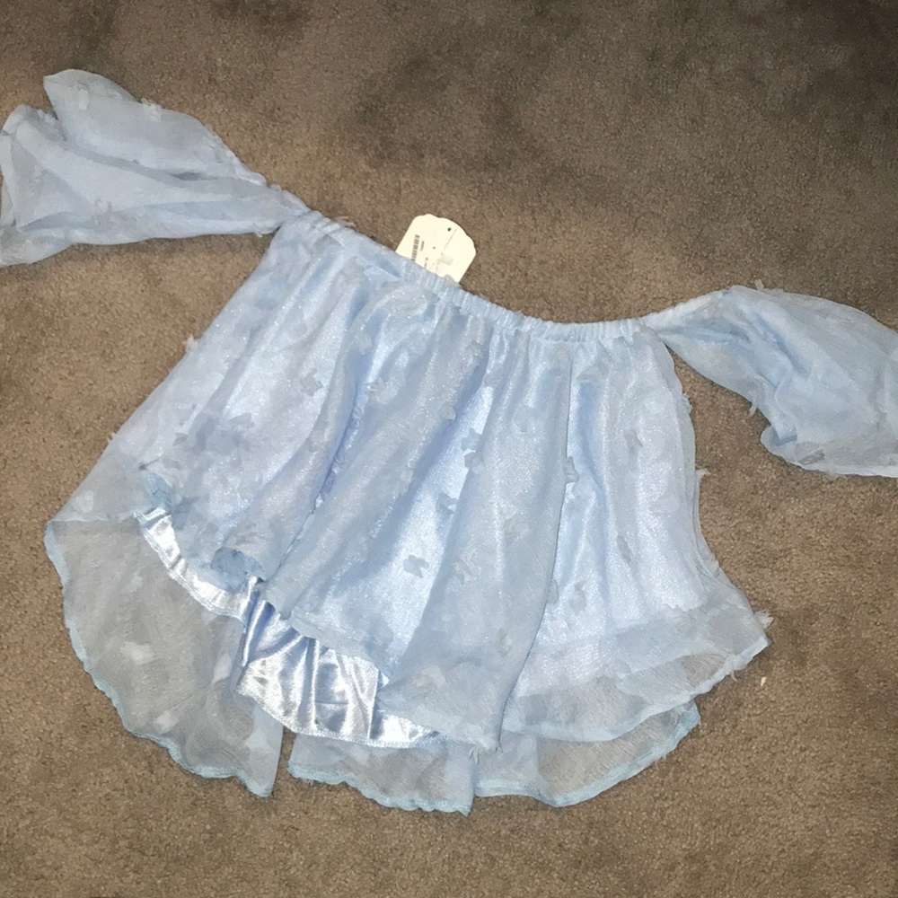 Blue off the shoulder top
